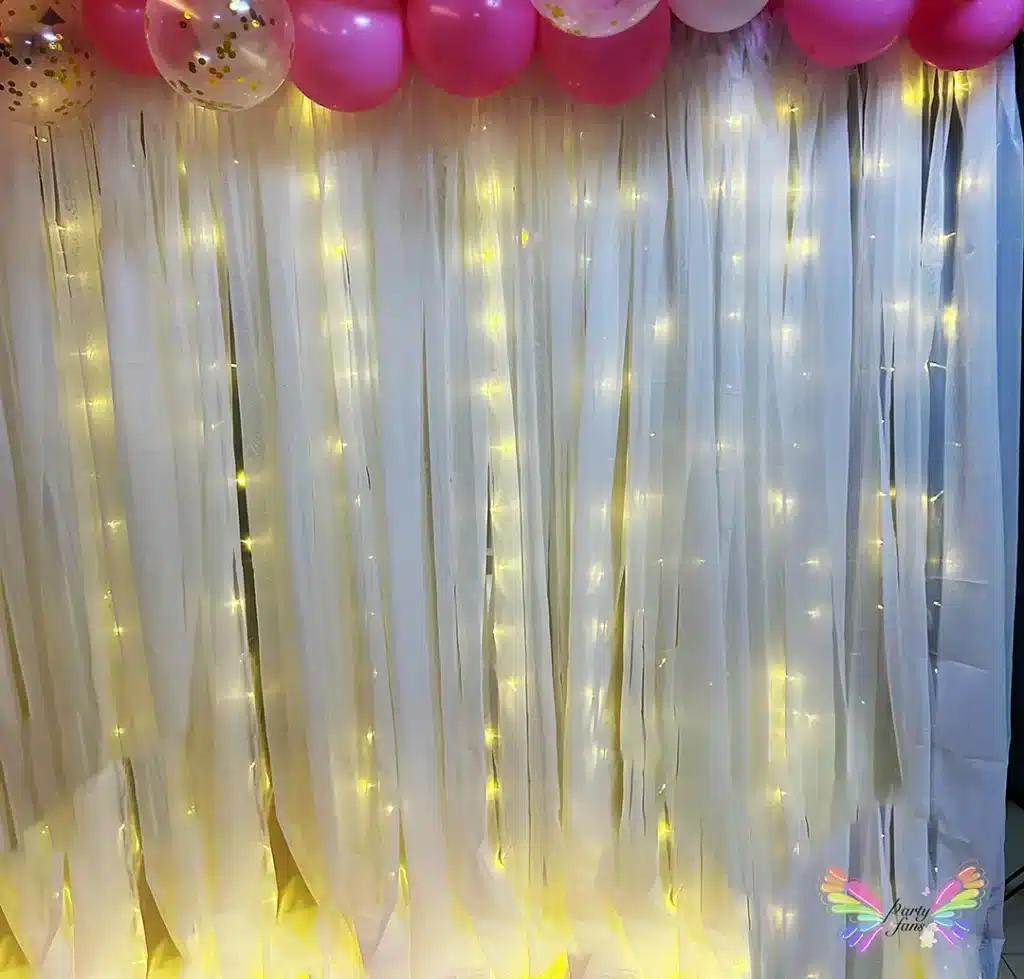 Backdrop Fairy Lights Decorations in Singapore by partyfans.