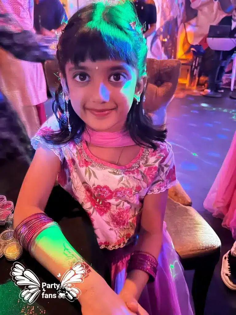 Party Entertaiment Glitter Tattoo for kids in singapore by Partyfans.